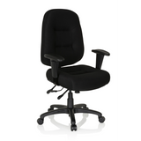 Sedia da ufficio professionale ZENIT XXL nera con braccioli e base a cinque ruote di hjh OFFICE – vista a 360° (vista frontale a tre quarti 40°)