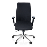 Sedia da ufficio professionale PRO-TEC 250 nera con braccioli e base a cinque ruote di hjh OFFICE – vista a 360° (vista frontale 0°)