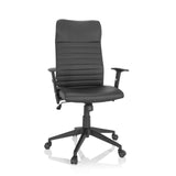 Sedia Home Office ARTON 30 nera con imbottitura trapuntata e base a cinque ruote di hjh OFFICE – vista a 360° (vista frontale 20°)
