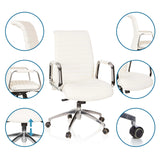 Poltrona professionale ASPERA 10 in bianco crema con dettagli del rivestimento, braccioli, pistone a gas e ruote di hjh OFFICE