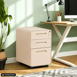 Cassettiera con rotelle COLOR PLUS I beige in metallo con tre cassetti e ruote di hjh OFFICE (immagine generata dall’IA)
