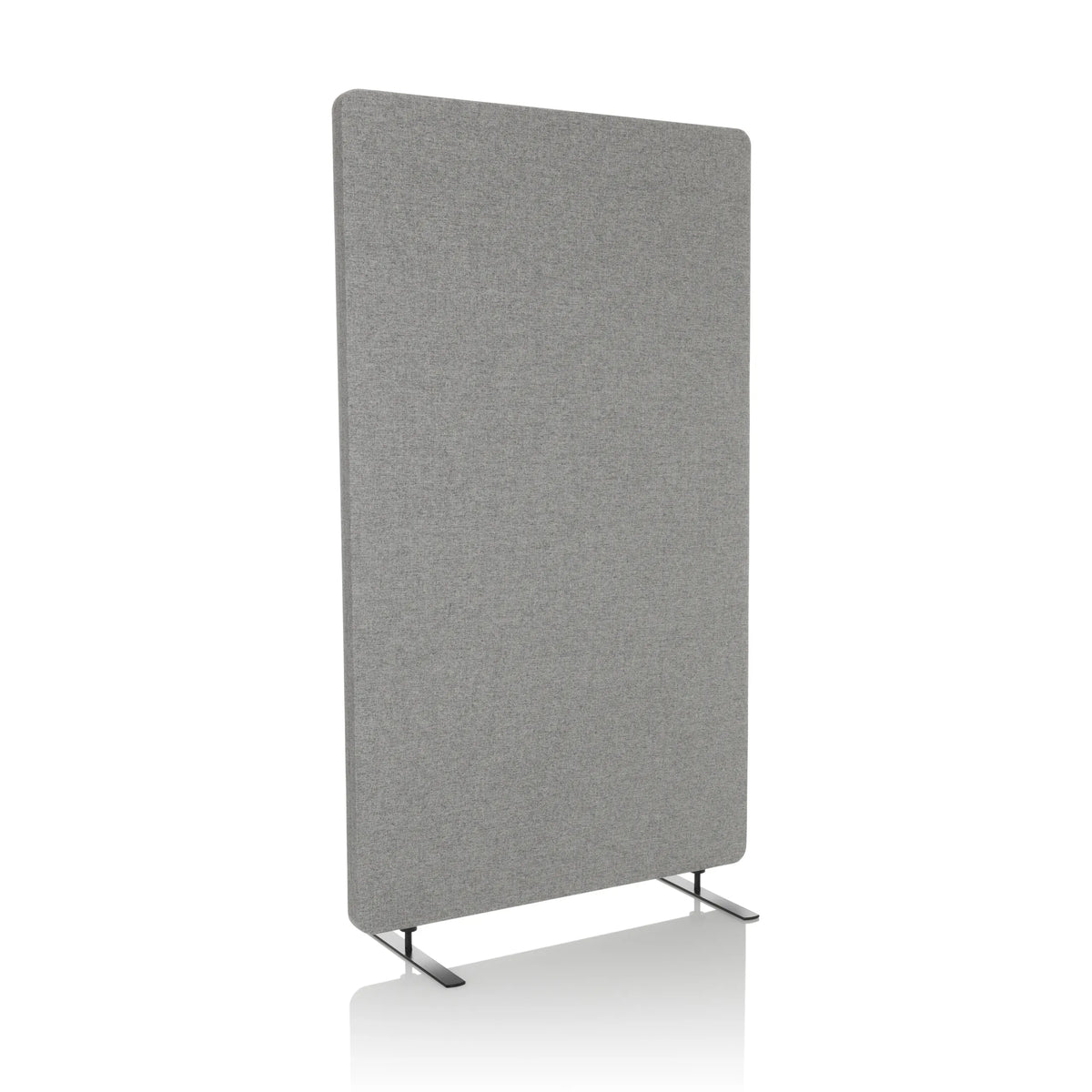Parete divisoria FLEXMIUT STAND grigio chiaro con due piedi di supporto di hjh OFFICE – vista a 360° (vista frontale a tre quarti 30°)