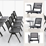 Sedia visitatore MEET WA in nero con schienale in rete, braccioli e tavoletta portascrittura di hjh OFFICE