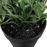 Foglie verdi e sassolini decorativi neri della pianta artificiale Epipremnum Climb in un vaso nero di hjh OFFICE