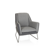 Poltrona imbottita LAGUN grigio chiaro con accenti grigio scuro e gambe in metallo di hjh OFFICE – vista a 360° (vista frontale 20°)