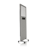 Parete divisoria FLEXMIUT WB grigio chiaro con lavagna integrata e ruote di hjh OFFICE – vista a 360° (vista frontale a tre quarti 60°)