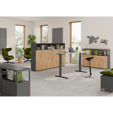Korpus mit Sockelgestell in Graphit der Serie FlexWall mit Holzfronten von hjh OFFICE PRO