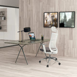 Sedia da ufficio professionale ASPEN WHITE PRO in grigio e bianco a una scrivania di hjh OFFICE