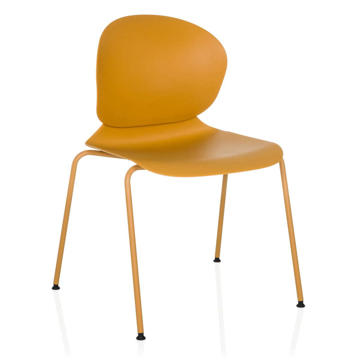 Sedia a quattro gambe T36 VI gialla con scocca della seduta arrotondata e schienale di hjh OFFICE – vista a 360° (vista frontale a tre quarti 30°)