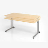 Scrivania regolabile in altezza ZENO 8 G in acero con gambe in metallo argento di hjh OFFICE PRO