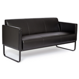 Sofà lounge nero BALI BLACK a tre posti con braccioli e struttura in metallo di hjh OFFICE – vista a 360° (vista posteriore 180°)
