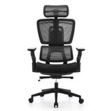 Sedia da ufficio professionale Ergo U2 Flex3 nera con schienale in rete, braccioli e base a cinque ruote di hjh OFFICE – vista a 360° (vista frontale 0°)