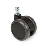 Rotelle per Sedia 5x ROLO 11mm/65mm nere per pavimenti duri con perno in metallo di hjh OFFICE – vista a 360° (vista frontale 0°)
