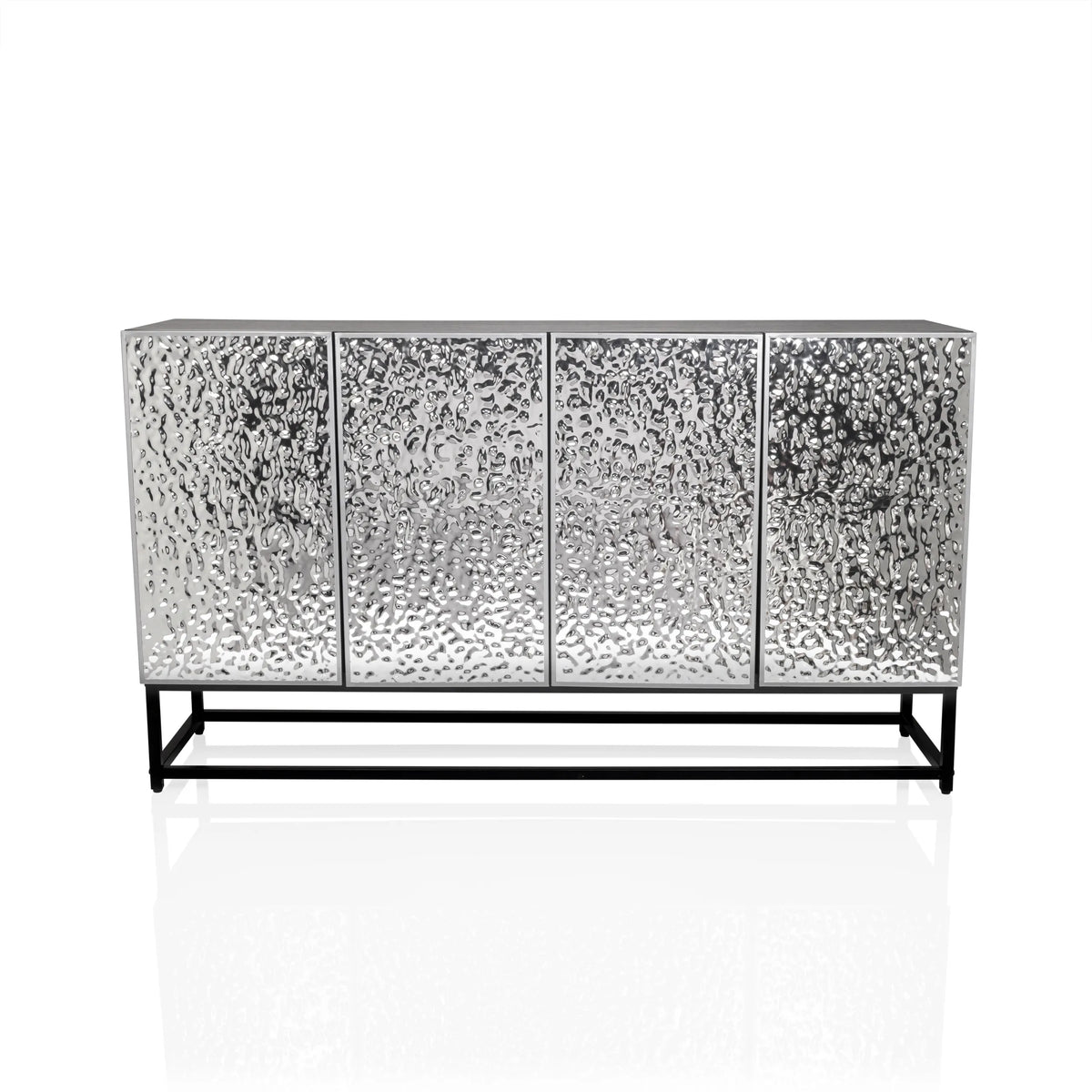 Cassettiera METALLIO con frontali argentati strutturati su struttura in metallo nero di hjh LIVING