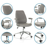 Poltrona Home Office THEO I grigia con schienale trapuntato e base cromata di hjh OFFICE