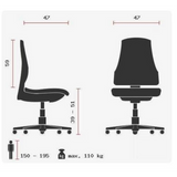 Disegno tecnico della Sedia da ufficio professionale HJH SOLUTION BASIC con un'altezza del sedile da 39 a 51 cm di Topstar