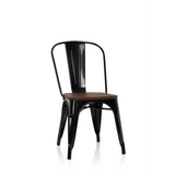 Sedia bistro nera VANTAGGIO COMFORT W con seduta in legno marrone di hjh OFFICE – vista a 360° (vista frontale 20°)