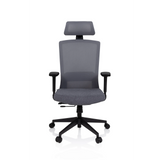 Sedia da ufficio professionale CAPTIVO grigia con schienale in rete, poggiatesta e base a cinque ruote di hjh OFFICE – vista a 360° (vista frontale 0°)
