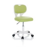 Sedia girevole per bambini KIDDY TOP W verde con struttura bianca e base a cinque ruote di hjh OFFICE – vista a 360° (vista frontale a tre quarti 30°)
