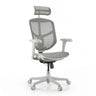 Sedia da ufficio Enjoy Eco MB in grigio con rivestimento in rete, poggiatesta e cinque ruote di hjh OFFICE