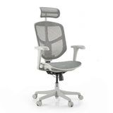 Sedia da ufficio Enjoy Eco MB in grigio con rivestimento in rete, poggiatesta e cinque ruote di hjh OFFICE