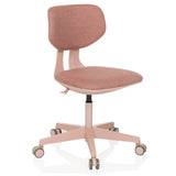 Sedia girevole per bambini KID COLORE rosa con superfici imbottite e base a cinque ruote di hjh OFFICE – vista a 360° (vista frontale a tre quarti 30°)