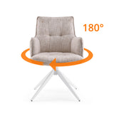 Funzione girevole a 180 gradi della sedia per sala da pranzo Tavaro in beige con base a stella bianca di hjh LIVING