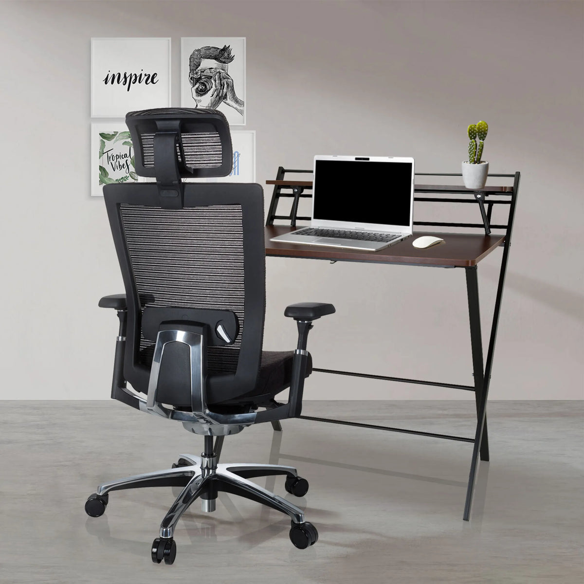 High-end Sedia da ufficio NOVA PRO I nera con poggiatesta e schienale in rete di hjh OFFICE