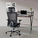 High-end Sedia da ufficio NOVA PRO I nera con poggiatesta e schienale in rete di hjh OFFICE