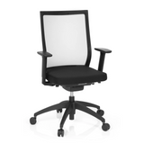 Sedia da ufficio professionale ASPEN nera con schienale in rete e base a cinque ruote di hjh OFFICE – vista a 360° (vista frontale 20°)