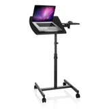 Scrivania in piedi nera VM-SL con supporto per laptop, tappetino per mouse e ruote di hjh OFFICE
