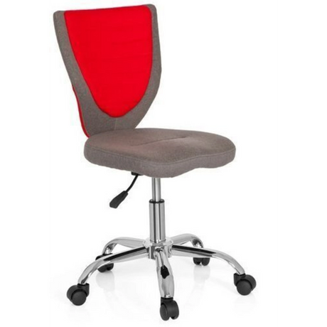 Kinderdrehstuhl KIDDY COMFORT in Grau und Rot mit glänzendem Metallfuß und Rollen von hjh OFFICE