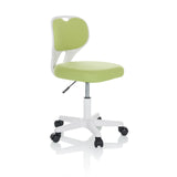 Sedia girevole per bambini KIDDY TOP W verde con struttura bianca e base a cinque ruote di hjh OFFICE – vista a 360° (vista frontale a tre quarti 45°)