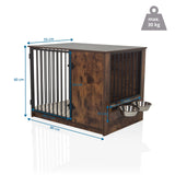 Disegno tecnico del trasportino per cane PAWHOME S in marrone, 80 × 55 cm con due ciotole per il cibo di hjh LIVING