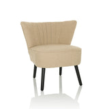 Poltrona Lounge MANISO beige con rivestimento in tessuto strutturato e quattro gambe nere di hjh LIVING – vista a 360° (vista frontale 15°)