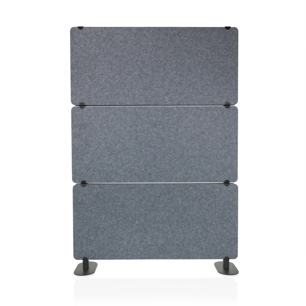 Pareti divisorie FLEXMIUT EXTEND in feltro grigio con tre elementi e piedini neri di hjh OFFICE
