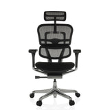 Poltrona di lusso ERGOHUMAN GEN2 nera con schienale in rete e base a cinque ruote di hjh OFFICE – vista a 360° (vista frontale 0°)