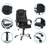 Sedia da gaming RELAX WB100 in nero con viste dettagliate dei braccioli, del pistone a gas e delle rotelle di MyBuero