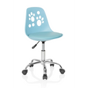 Sedia girevole per bambini FANCY I turchese con trafori a forma di impronte di zampe nello schienale di hjh OFFICE