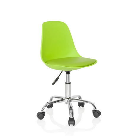 Sedia girevole per bambini FANCY II in verde con base cromata lucida e rotelle di hjh OFFICE