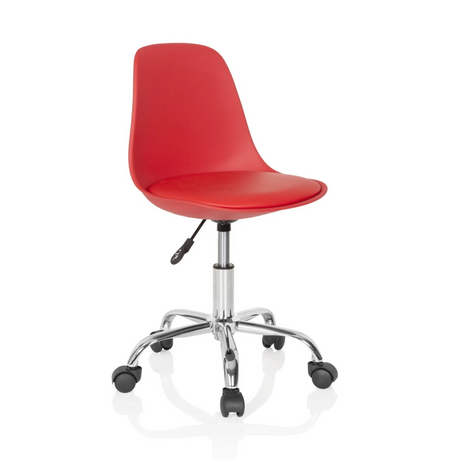 Sedia girevole per bambini FANCY II rossa con base cromata lucida e cinque ruote di hjh OFFICE