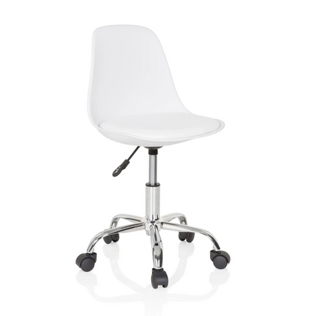 Sedia girevole per bambini FANCY II bianca con struttura in cromo lucido e ruote di hjh OFFICE