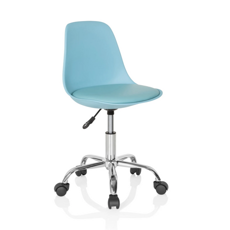 Sedia girevole per bambini FANCY II turchese con struttura cromata lucida e rotelle di hjh OFFICE