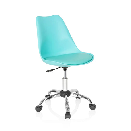 Sedia Home Office FANCY PRO in turchese con base cromata e rotelle di hjh OFFICE