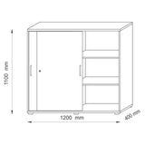 Disegno tecnico dell'armadio scorrevole BETA S 1753S 1200 × 1100 mm di hjh OFFICE PRO