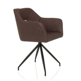 Sedia per sala da pranzo ELVERUM SPU marrone scuro con struttura a quattro gambe di hjh LIVING – vista a 360° (vista frontale a tre quarti 60°)
