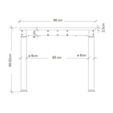 Maßzeichnung des Schreibtisches YAMA 12 G mit einer Breite von 80 cm und Höhe von 68-82 cm von hjh OFFICE PRO
