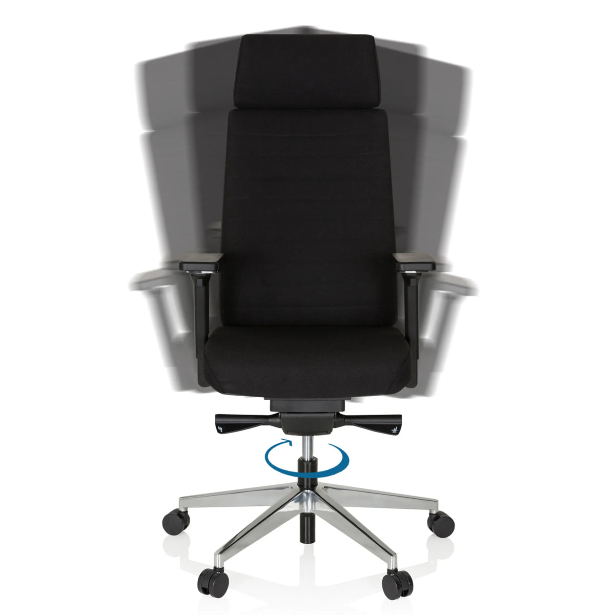 Funzione girevole della Sedia da ufficio professionale MOVE-TEC PRO 3D in nero con base a stella di hjh OFFICE
