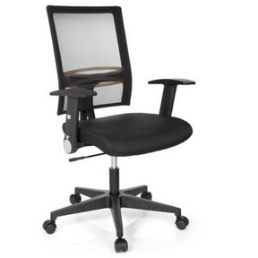 Schwarzer Homeoffice-Bürostuhl OFFICE R8 mit Netzrückenlehne und Armlehnen von hjh OFFICE
