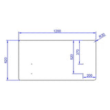 Disegno tecnico del divisorio per scrivania FLEXMIUT D 120 di 120 × 62 cm di hjh OFFICE